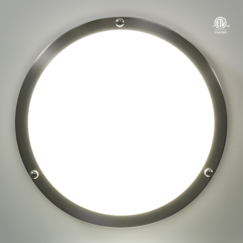 14" DOUBLE RING LED FLUSH MOUNT - 24W - 2000LMN - 3CCT - SATIN NICKEL - DIMMABLE
