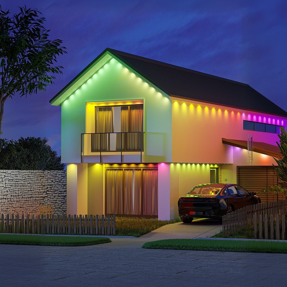 Smart permenant exterior string light - RGBICW - 30W - 900lm - 50ft - 30pcs light heads - IP65 - controlled by Tuya app