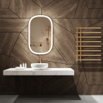 CHIC OVAL BLACK FRAMED DRESSING MIRROR (FRONTLIT WITH BASE STAND)