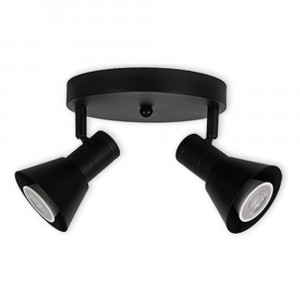 LED CEILING LIGHT FOR GU10 BULBS - SERIES 190 - 2 LIGHTS - BLACK