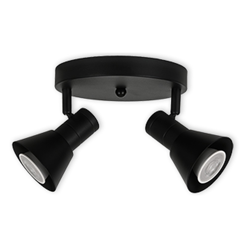 LED CEILING LIGHT FOR GU10 BULBS - SERIES 190 - 2 LIGHTS - BLACK