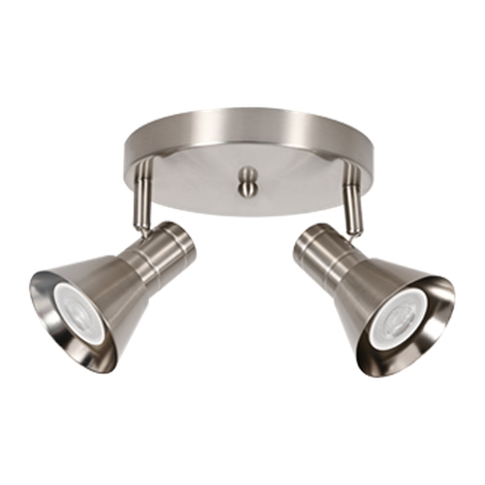 LED CEILING LIGHT FOR GU10 BULBS - SERIES 190 - 2 LIGHTS - BRUSHED STEEL