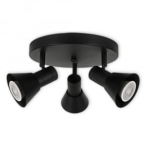 LED CEILING LIGHT FOR GU10 BULBS - SERIES 190 - 3 LIGHTS - BLACK