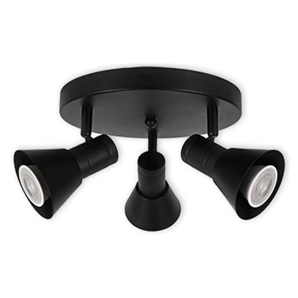 LED CEILING LIGHT FOR GU10 BULBS - SERIES 190 - 3 LIGHTS - BLACK
