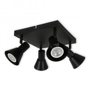 LED CEILING LIGHT FOR GU10 BULBS - SERIES 190 - 4 LIGHTS - BLACK