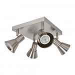 LED CEILING LIGHT FOR GU10 BULBS - SERIES 190 - 4 LIGHTS - BRUSHED STEEL