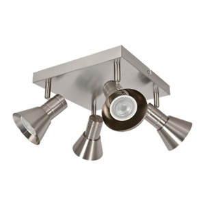 LED CEILING LIGHT FOR GU10 BULBS - SERIES 190 - 4 LIGHTS - BRUSHED STEEL
