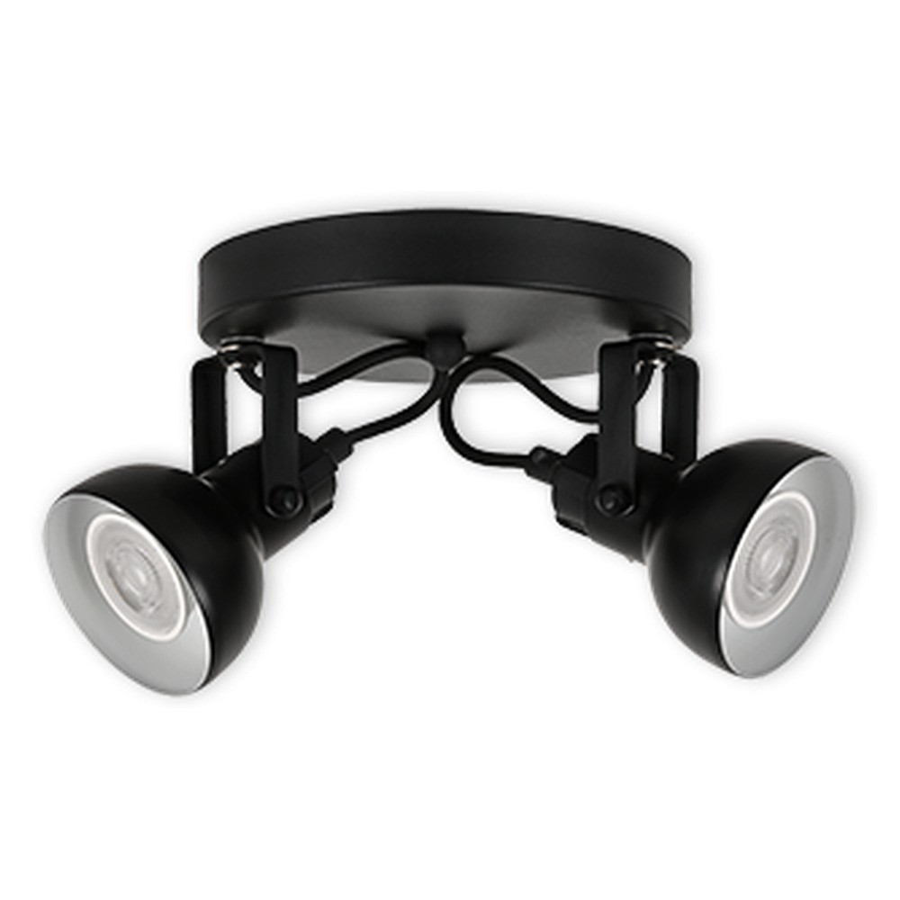 LED CEILING LIGHT FOR GU10 BULBS - SERIES 215 - 2 LIGHTS - BLACK