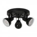LED CEILING LIGHT FOR GU10 BULBS - SERIES 215 - 3 LIGHTS - BLACK