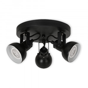 LED CEILING LIGHT FOR GU10 BULBS - SERIES 215 - 3 LIGHTS - BLACK