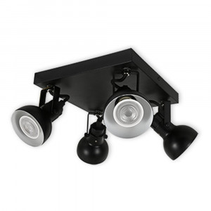 LED CEILING LIGHT FOR GU10 BULBS - SERIES 215 - 4 LIGHTS - BLACK