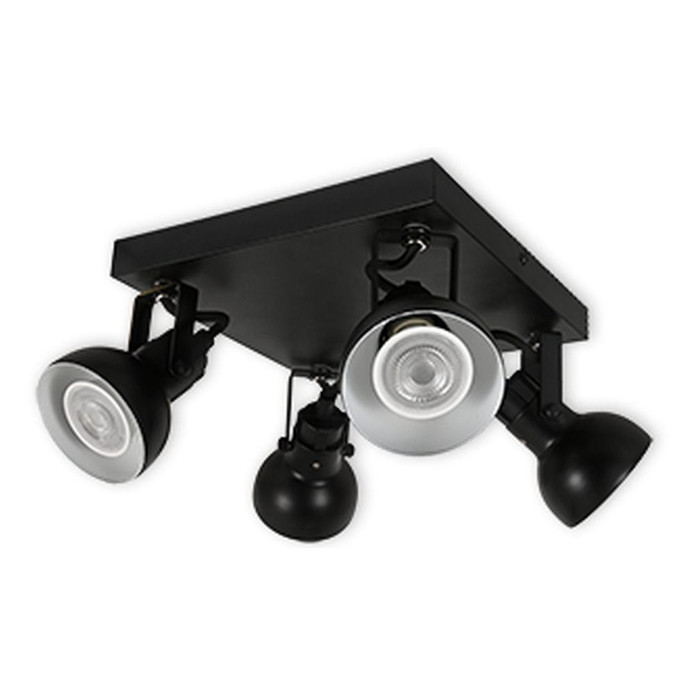 LED CEILING LIGHT FOR GU10 BULBS - SERIES 215 - 4 LIGHTS - BLACK
