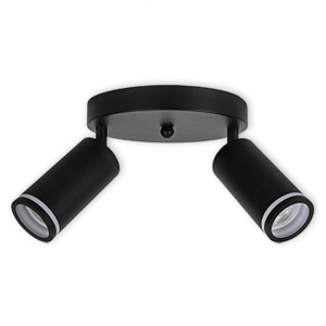LED CEILING LIGHT FOR GU10 BULBS - SERIES 302 - 2 LIGHTS - BLACK