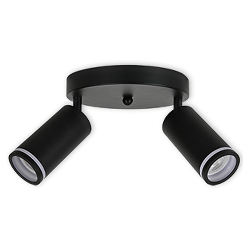 LED CEILING LIGHT FOR GU10 BULBS - SERIES 302 - 2 LIGHTS - BLACK