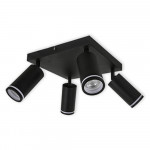 LED CEILING LIGHT FOR GU10 BULBS - SERIES 302 - 4 LIGHTS - BLACK
