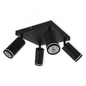 LED CEILING LIGHT FOR GU10 BULBS - SERIES 302 - 4 LIGHTS - BLACK
