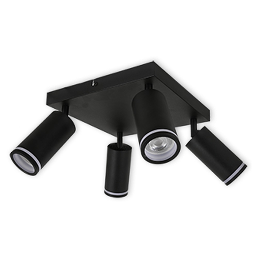 LED CEILING LIGHT FOR GU10 BULBS - SERIES 302 - 4 LIGHTS - BLACK