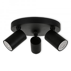 LED CEILING LIGHT FOR GU10 BULBS - SERIES 104 - 3 LIGHTS - BLACK