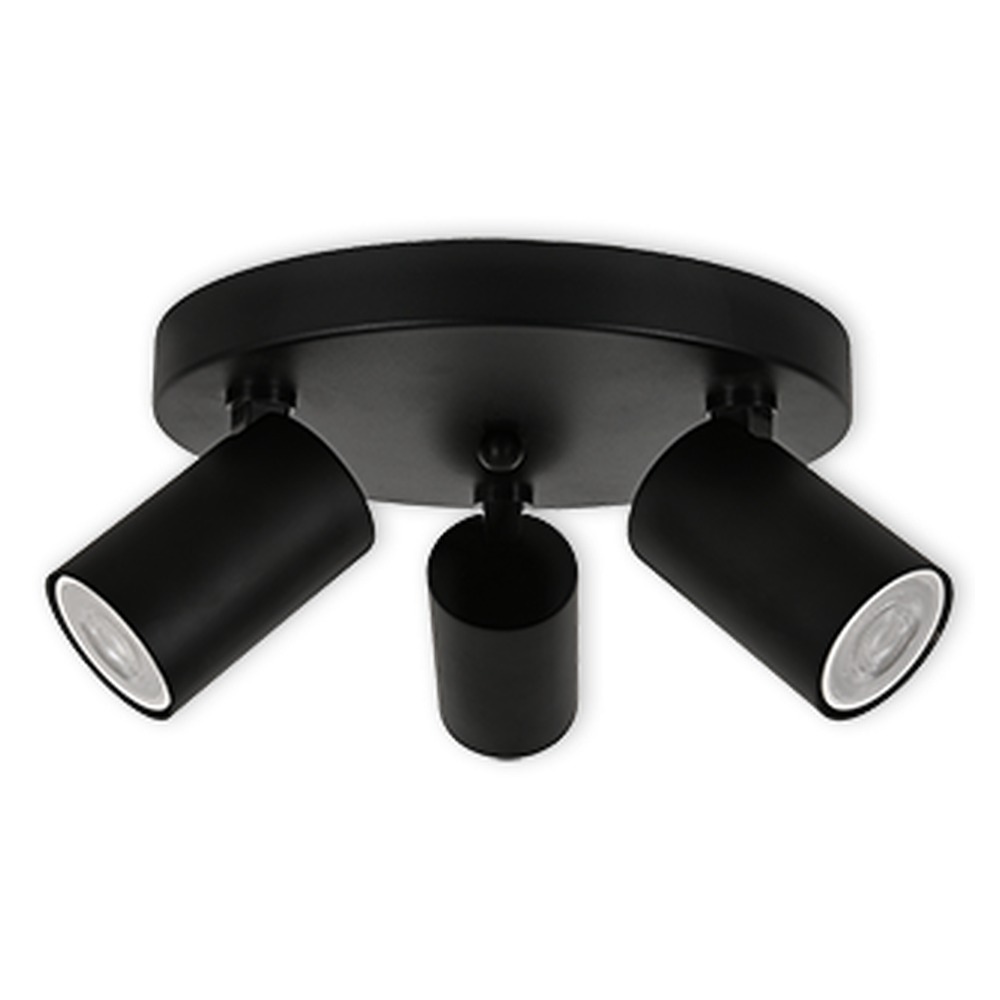 LED CEILING LIGHT FOR GU10 BULBS - SERIES 104 - 3 LIGHTS - BLACK