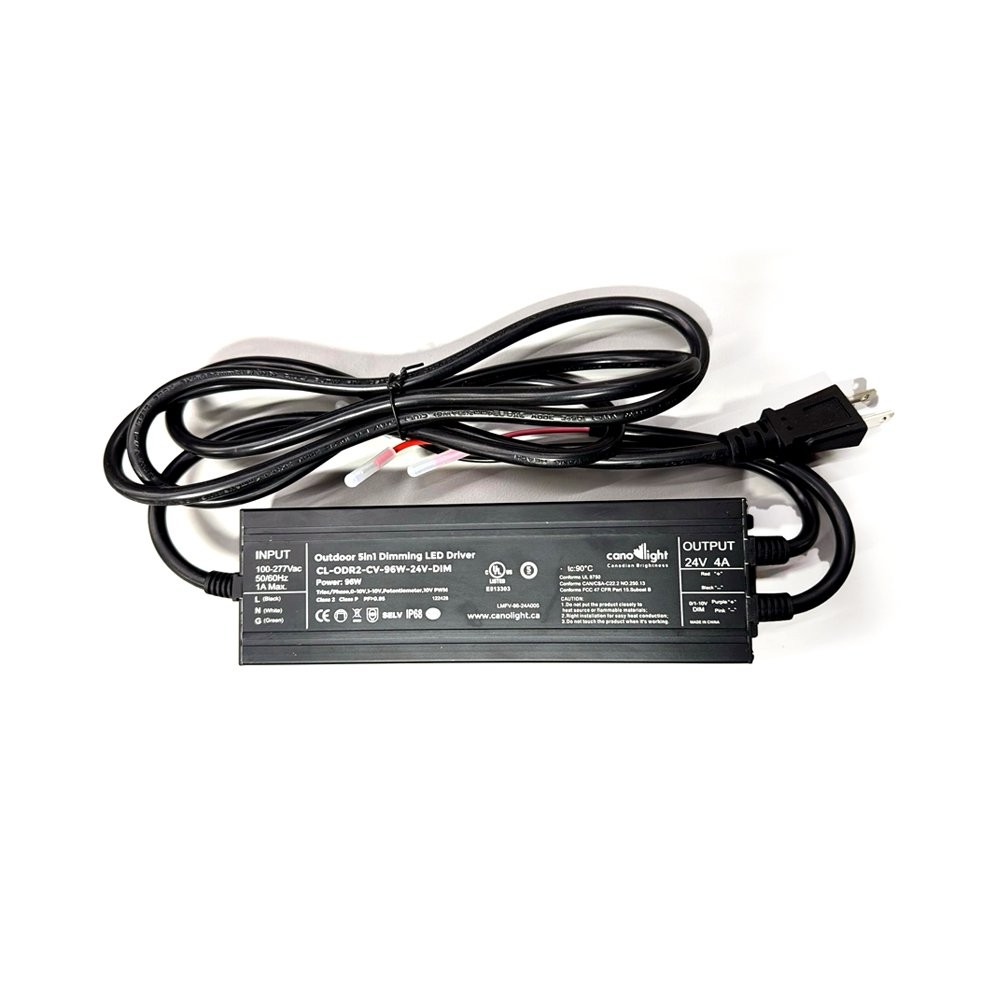 OUTDOOR 96W - 5 IN 1 DIMMABLE CONSTANT VOLTAGE LED DRIVER - IP68 - INPUT 100-277V AC - OUTPUT 24 V DC - PF>0.95