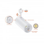 3 WIRES SURFACE MOUNTED LED TRACK LIGHT 10W 5CCT ADJUSTABLE 120VAC 1000LM PF>0.9 CRI>90 BEAM ANGLE 30° TRIAC