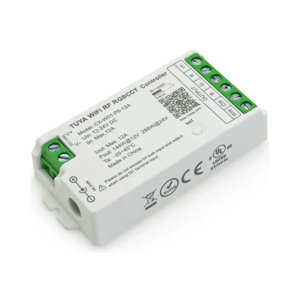 CUL CERTIFIED LED CONTROLLER - WIFI AND RF2.4GHZ - SINGLE COLOR - 3CCT - RGB - RGBW - RGBCW 5 IN 1 CONTROLLER -