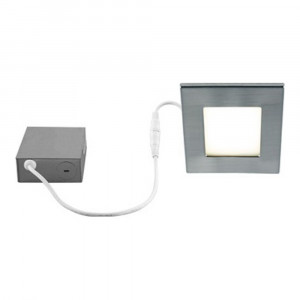 Square 4" LED Recessed Light Round Cutout 11W Brushed Steel