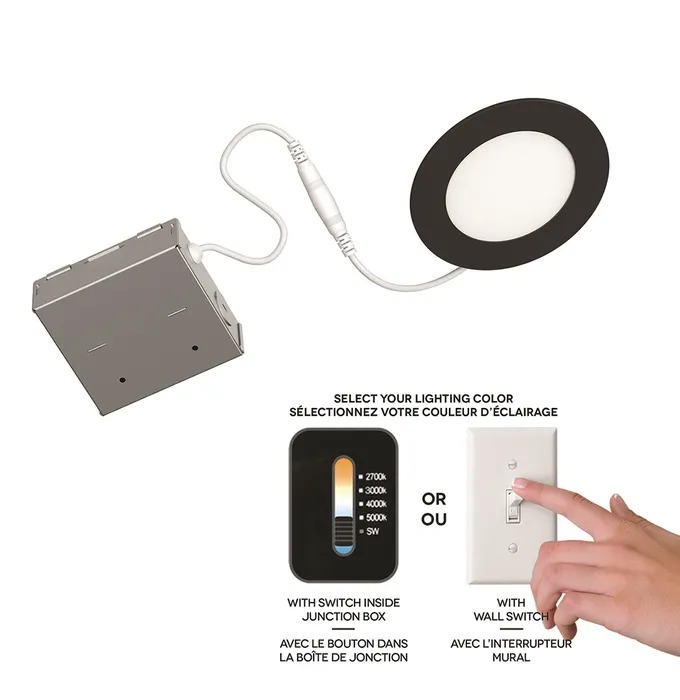 4" 11W 4CCT Select 2700-3000-4000-5000K Auto LED Recessed Light Matte Black