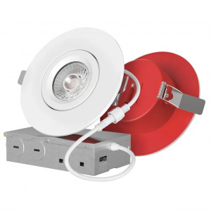 4" Directional 2-Hour Fire-Rated 5CCT LED Recessed Light Damp Location Airtight White