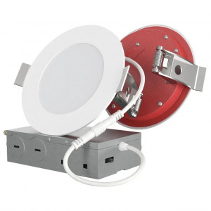 4" 2-Hour Fire-Rated 5CCT LED Recessed Light Damp Location Airtight Matte White