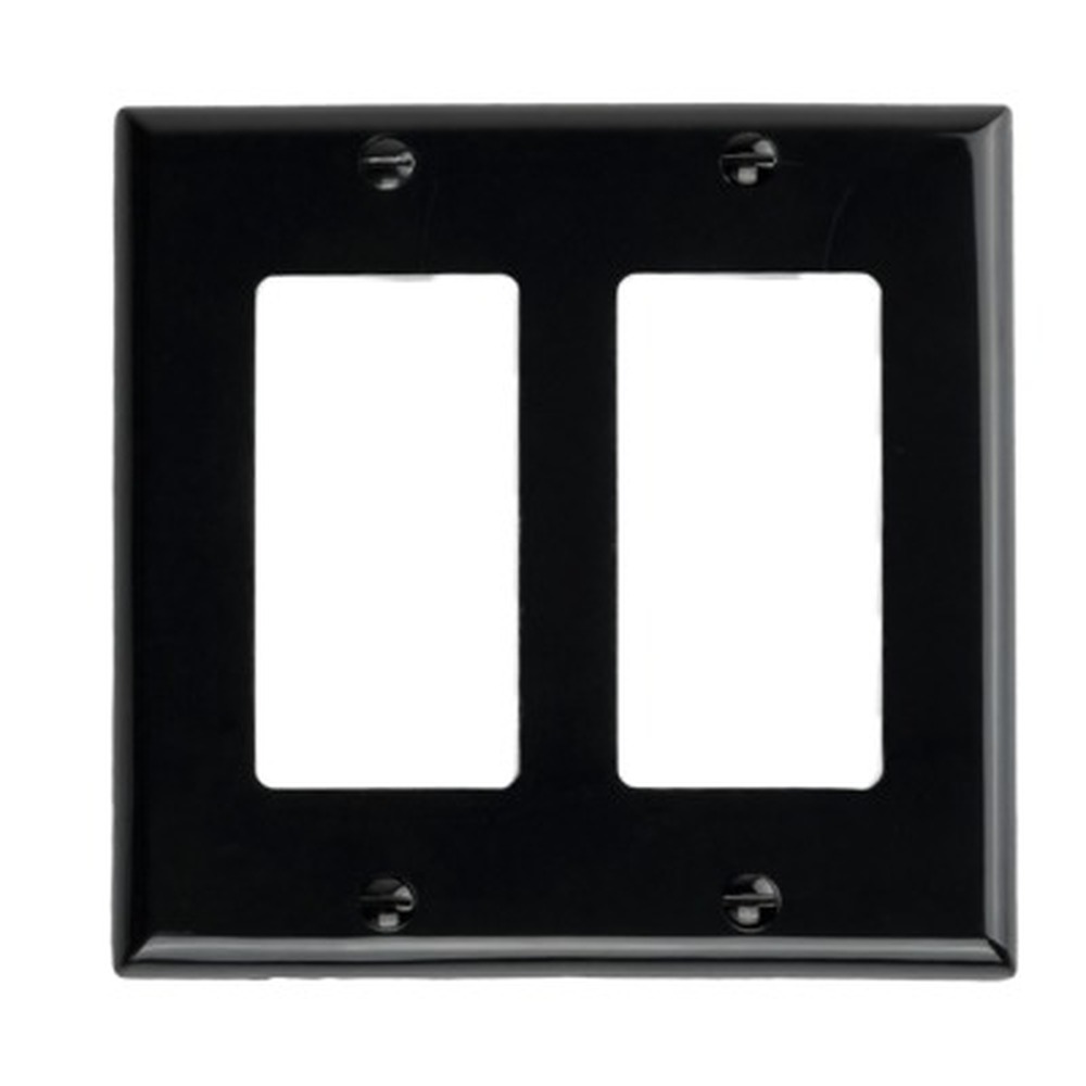 Decorator Wallplate - 2 Gang - Black - Plastic - V2