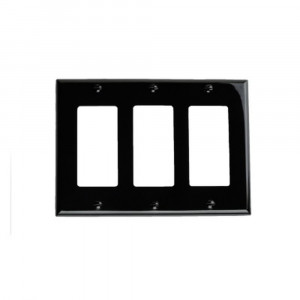 Decorator Wallplate - 3 Gang - Black - Plastic - V2