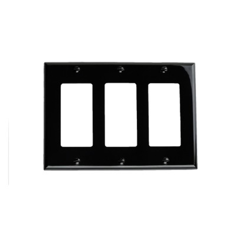 Decorator Wallplate - 3 Gang - Black - Plastic - V2