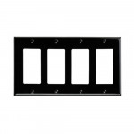 Decorator Wallplate - 4 Gang - Black - Plastic - V2