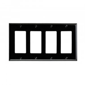 Decorator Wallplate - 4 Gang - Black - Plastic - V2