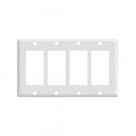 Decorator Wallplate - 4 Gang - White - Plastic - V2
