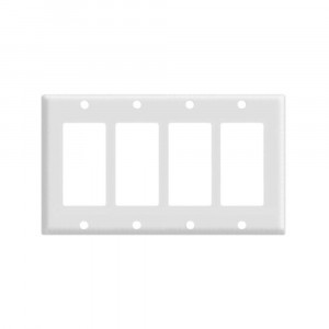 Decorator Wallplate - 4 Gang - White - Plastic - V2