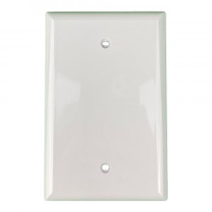 Blank Mid Size Wallplate - 1 Gang - White - Plastic - 20/Box