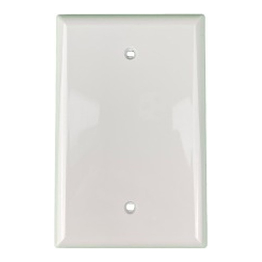 Blank Mid Size Wallplate - 1 Gang - White - Plastic - 20/Box