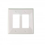 Decorator Mid Size Wallplate - 2 Gang- White - Plastic - 20/Box
