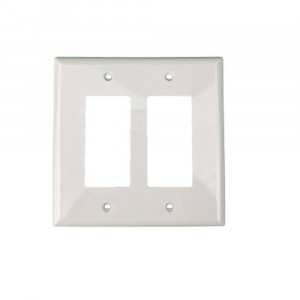 Decorator Mid Size Wallplate - 2 Gang- White - Plastic - 20/Box