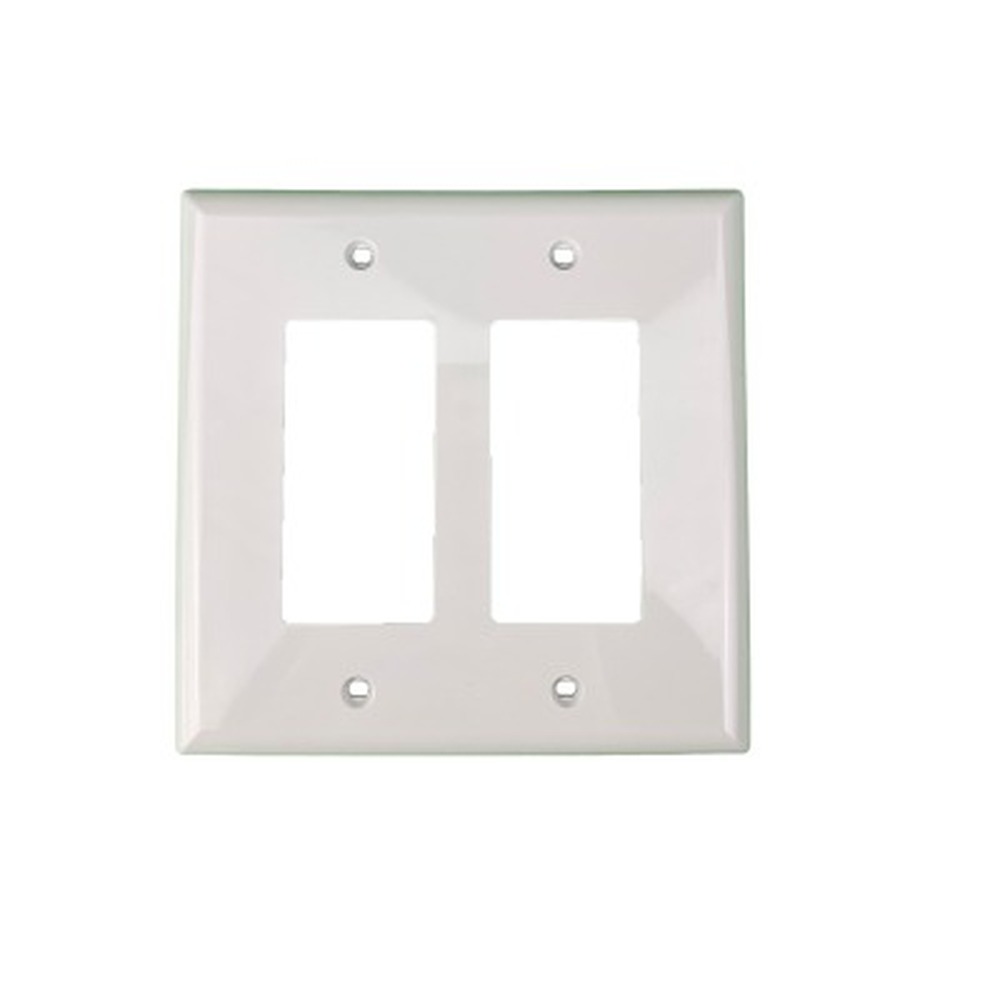 Decorator Mid Size Wallplate - 2 Gang- White - Plastic - 20/Box