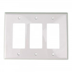 Decorator Mid Size Wallplate - 3 Gang- White - Plastic - 20/Box