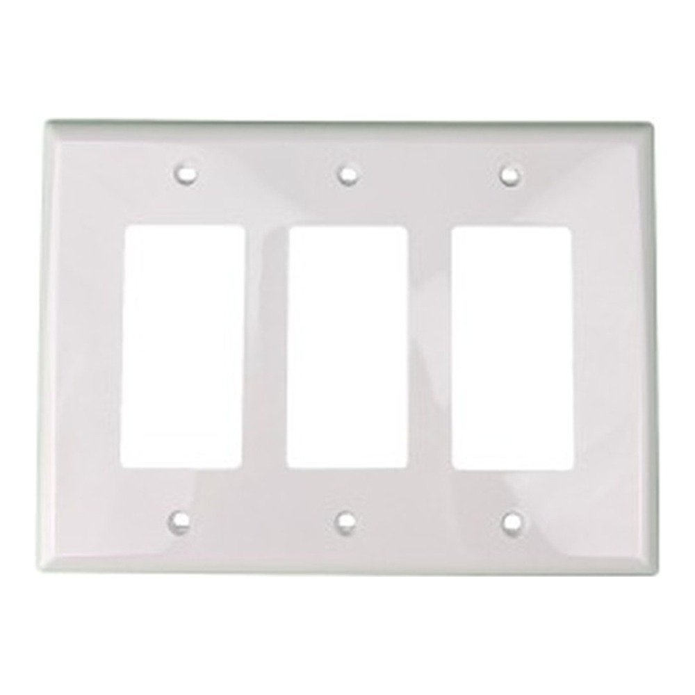 Decorator Mid Size Wallplate - 3 Gang- White - Plastic - 20/Box