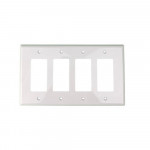 Decorator Mid Size Wallplate - 4 Gang- White - Plastic - 20/Box