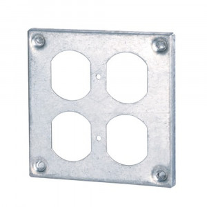8371 - 2 Gang 4’’ Metallic Box Cover with 3/8” Raise for 2 Duplex
