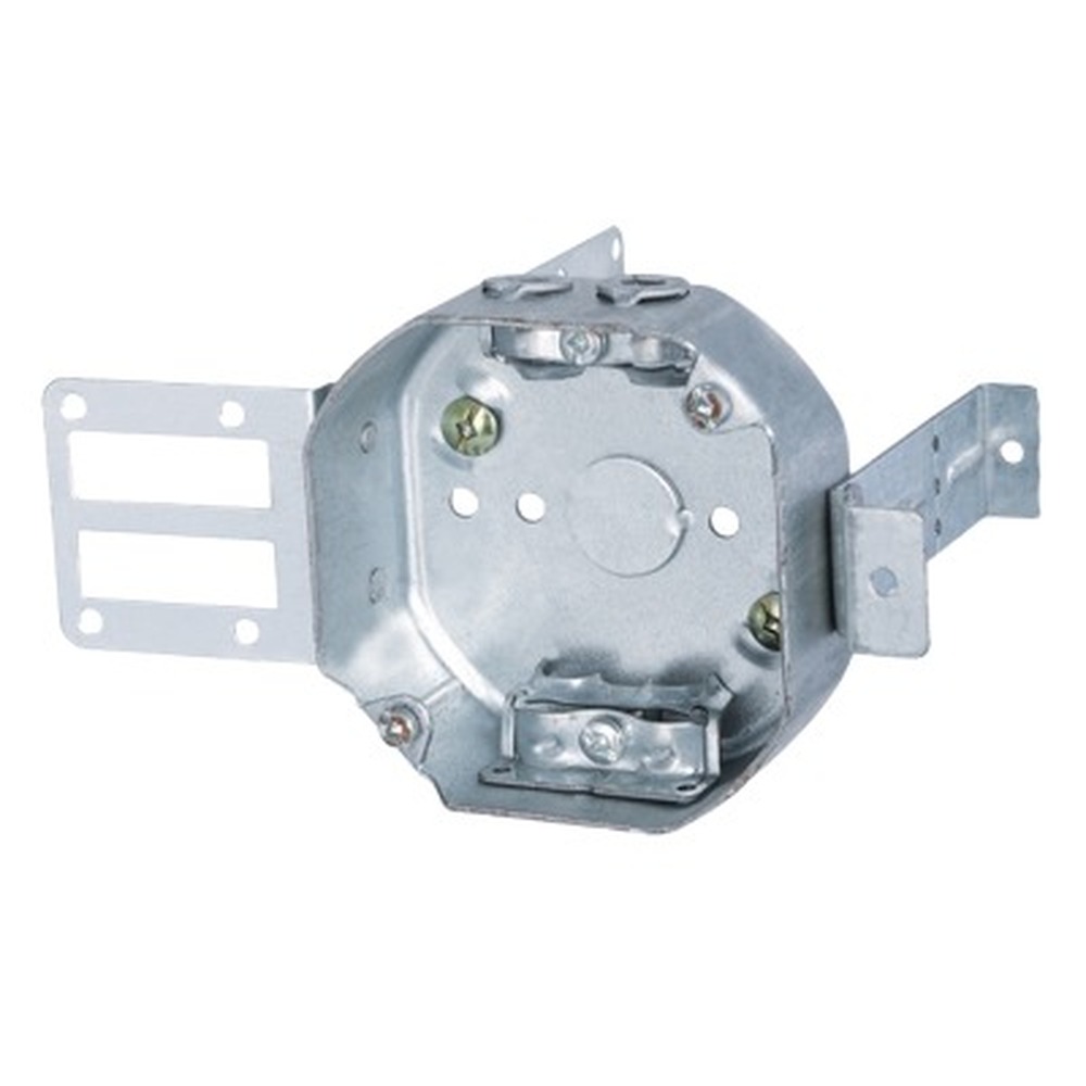 54151-LSSAX - Steel Stud Mount Octagonal Box with Armored Cable Clamps 15 cu.in