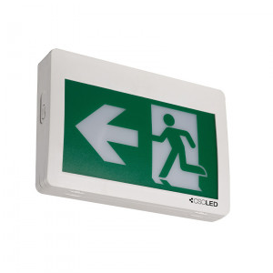 EML Emergency Lighting - Running Man Sign - Self-Powered - 120-347V - Thermoplastic - White - 5 Year Warranty
