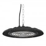 Luminaire industriel haute baie UFO 200W 100-277V 50K noir lentille claire gradable 0-10vdc