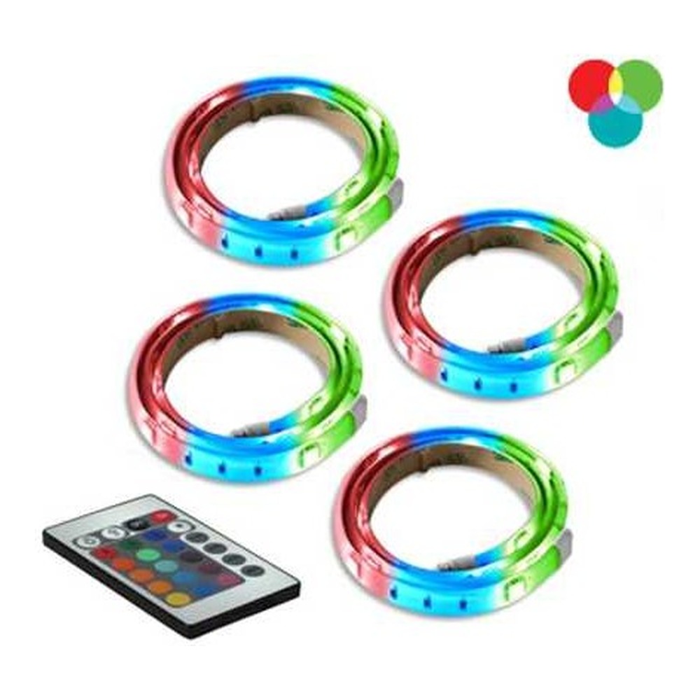 4 RGB LED Flexible Strip Lights 24" Under-Cabinet with Remote Control